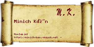 Minich Kán névjegykártya